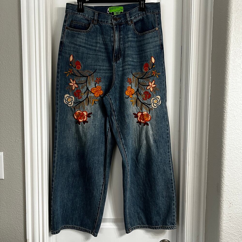 SR vs Sandrine Rose The Virgin Label Floral Embroidered Jeans | Size 30